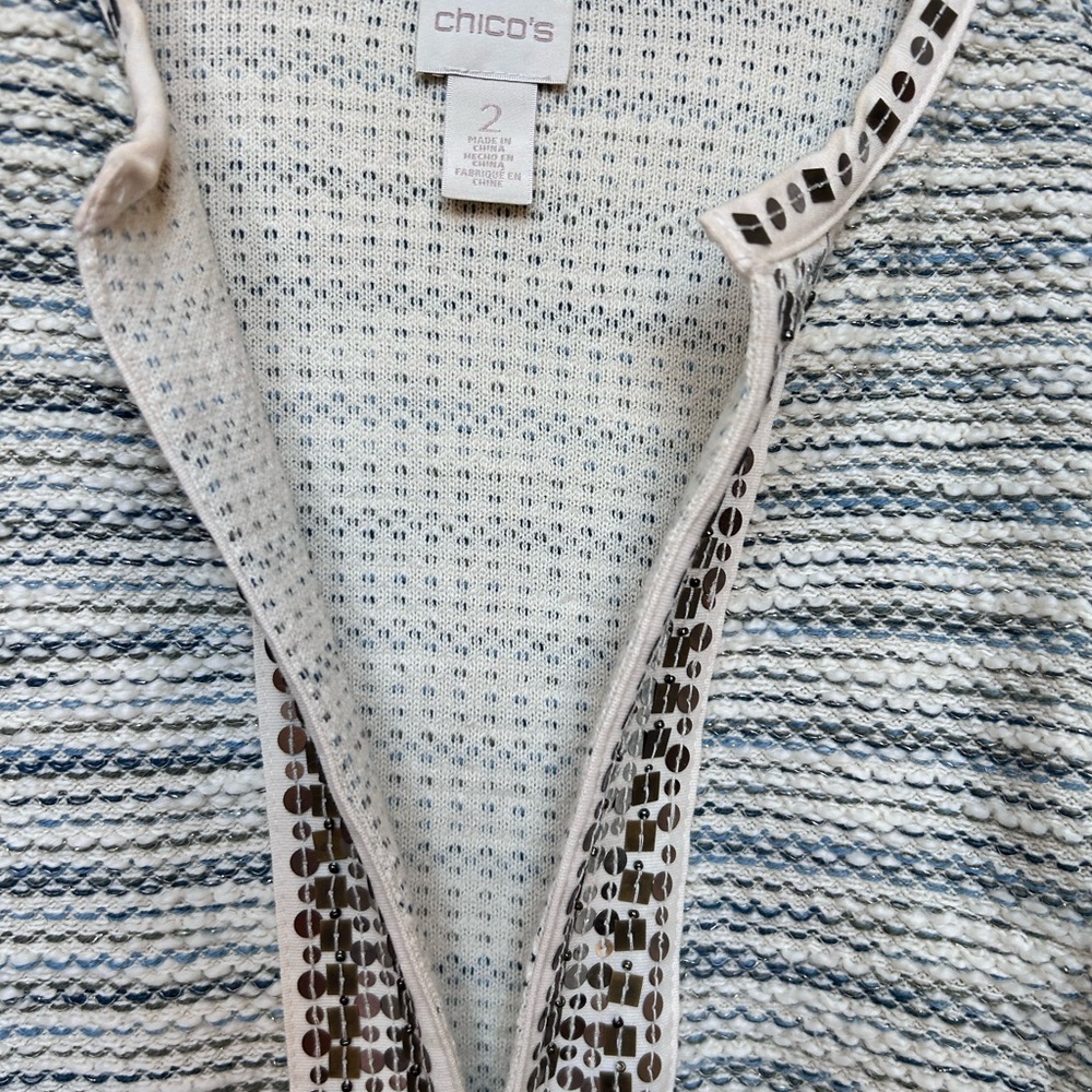 Chico’s Bouclé & Sequin Accented Cropped Jacket - Sz:  Chico 2
